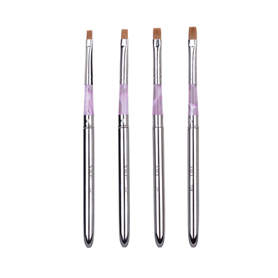 En barrant le métal d'outil d'art de clou de brosse manipulez le martre de 4 tailles, brosses UV de clou