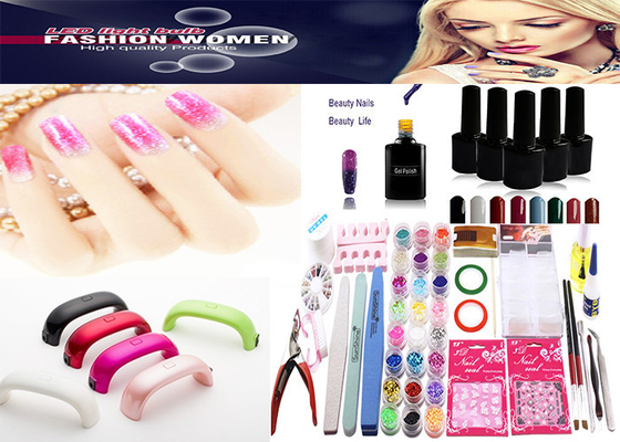 Le mini gel d'ongle du watt 6pcs des kits 9 de lampe d'ongle de LED et la manucure de DIY clouent des outils d'art