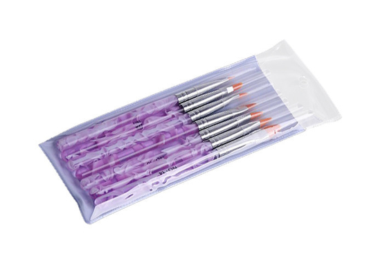 Brosses acryliques pourpres d'art de clou d'artiste barrant l'art de clou de brosse pour des débutants