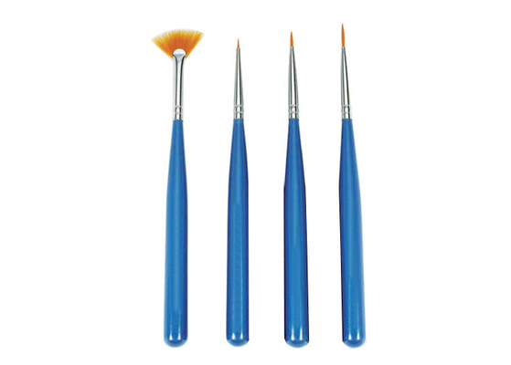 Brosses bleues cosmétiques de conception d'art de clou, brosse cosmétique d'art de clou de 4 morceaux