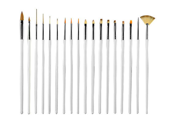 Cosmétique brosses plates d'art de clou de 18 morceaux pour le maquillage/la brosse de fan art de clou