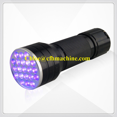 Torche ultra-violette noire/bleue de lampe de lampe-torche de l'aluminium 395NM Blacklight 21 LED de couleur