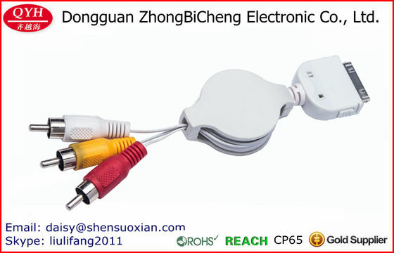 Pour les dispositifs stéréo 30-Pin escamotable au câble de l'audio 3rca