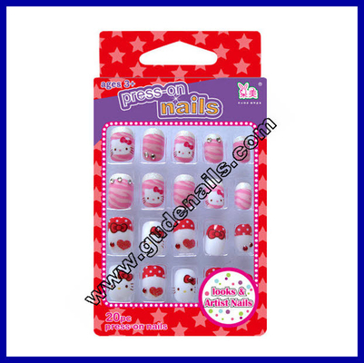 Bonjour ongles de doigts naturels de minou les faux pour les enfants/ongle artificiel inclinent