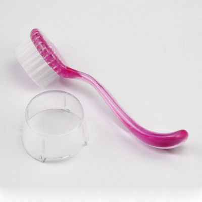 Brosses rondes d'art de clou de poignée en plastique, brosse de nettoyage de clou de pédicurie