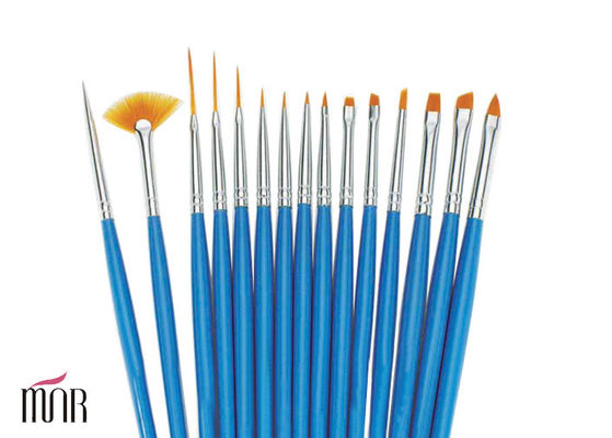 Brosses bleues cosmétiques de conception d'art de clou, brosse cosmétique d'art de clou de 4 morceaux