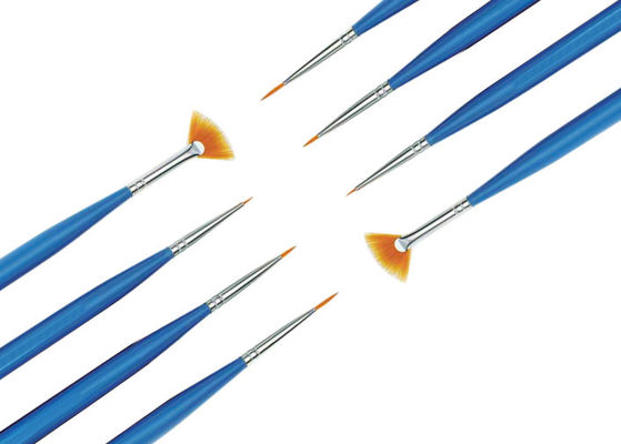 Brosses bleues cosmétiques de conception d'art de clou, brosse cosmétique d'art de clou de 4 morceaux