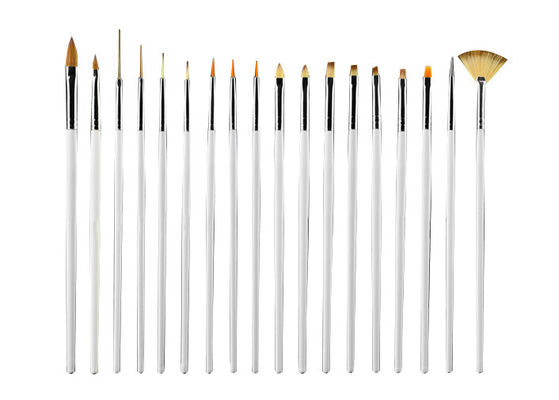 Cosmétique brosses plates d'art de clou de 18 morceaux pour le maquillage/la brosse de fan art de clou