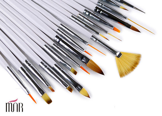 Cosmétique brosses plates d'art de clou de 18 morceaux pour le maquillage/la brosse de fan art de clou